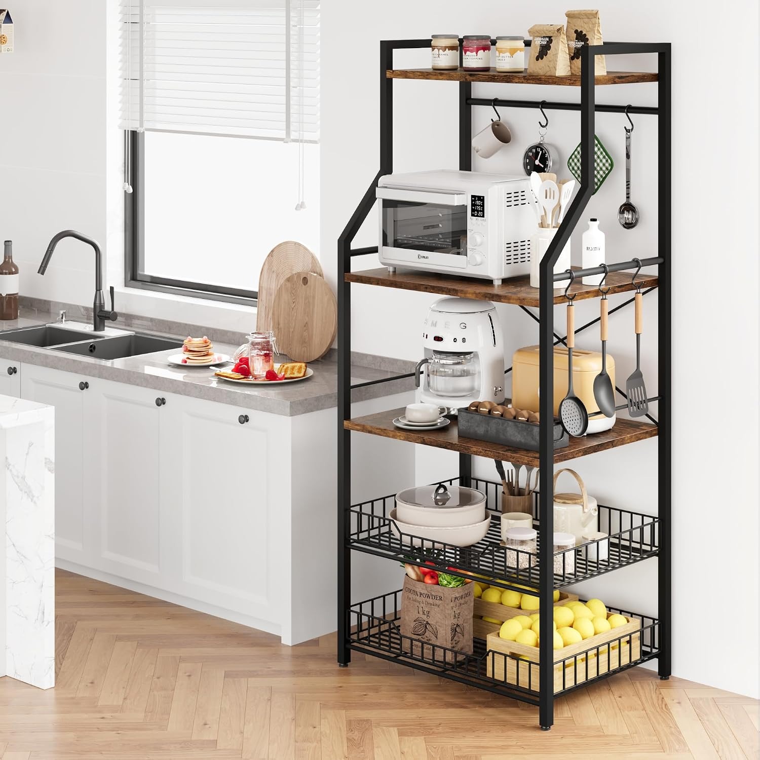 5 Tier Kitchen Bakers Rack wit - đánh giá và giá Kitchen Baking Rack