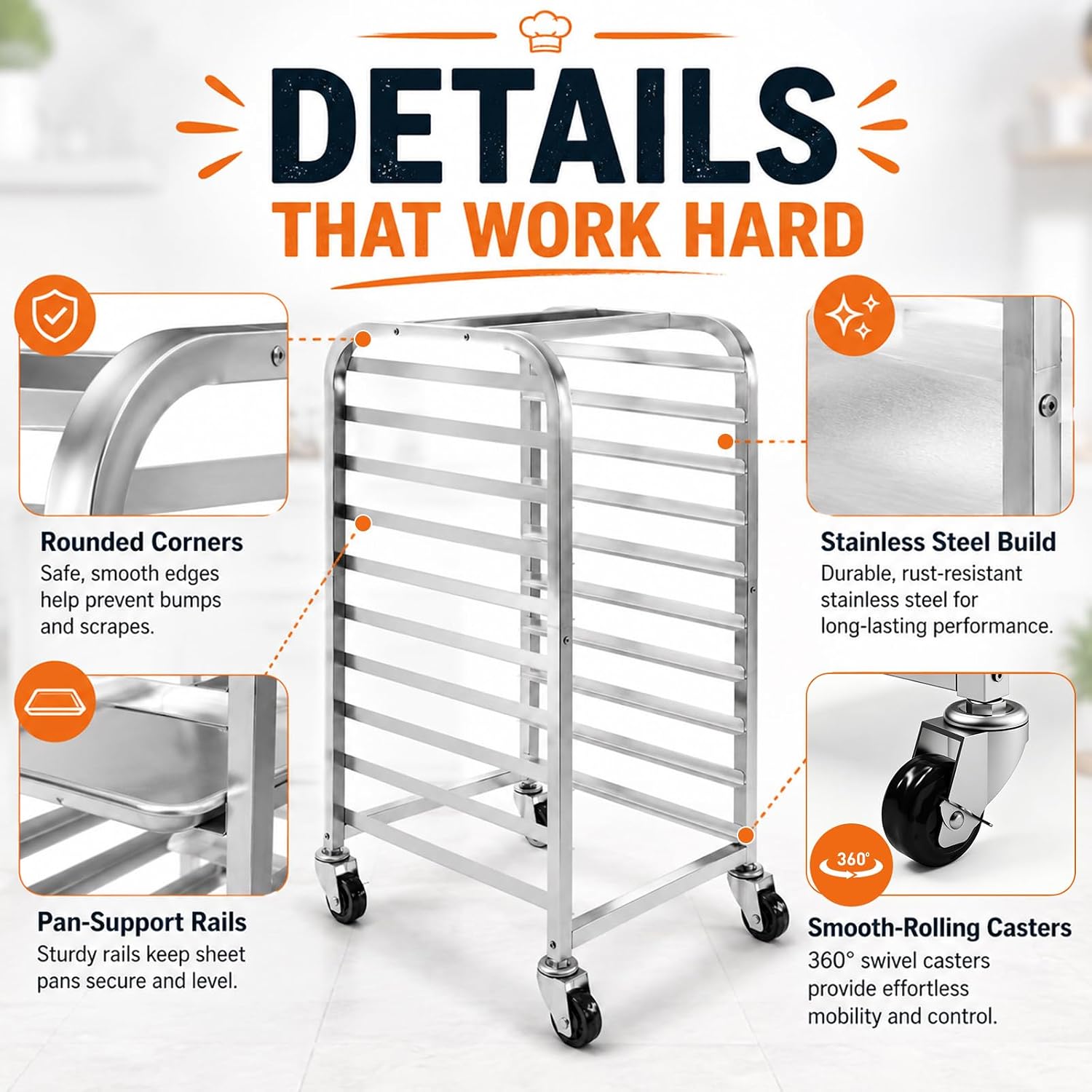 10 Tier Stainless Steel Sheet  - đánh giá và giá Kitchen Baking Cart